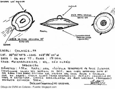 Dibujo de OVNI en Colares