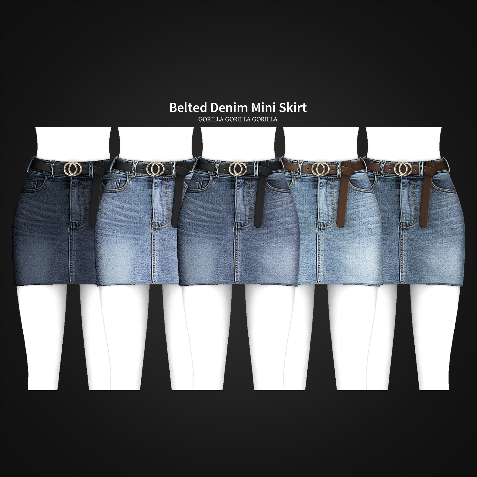 Belted Denim Mini Skirt | Gorilla X3