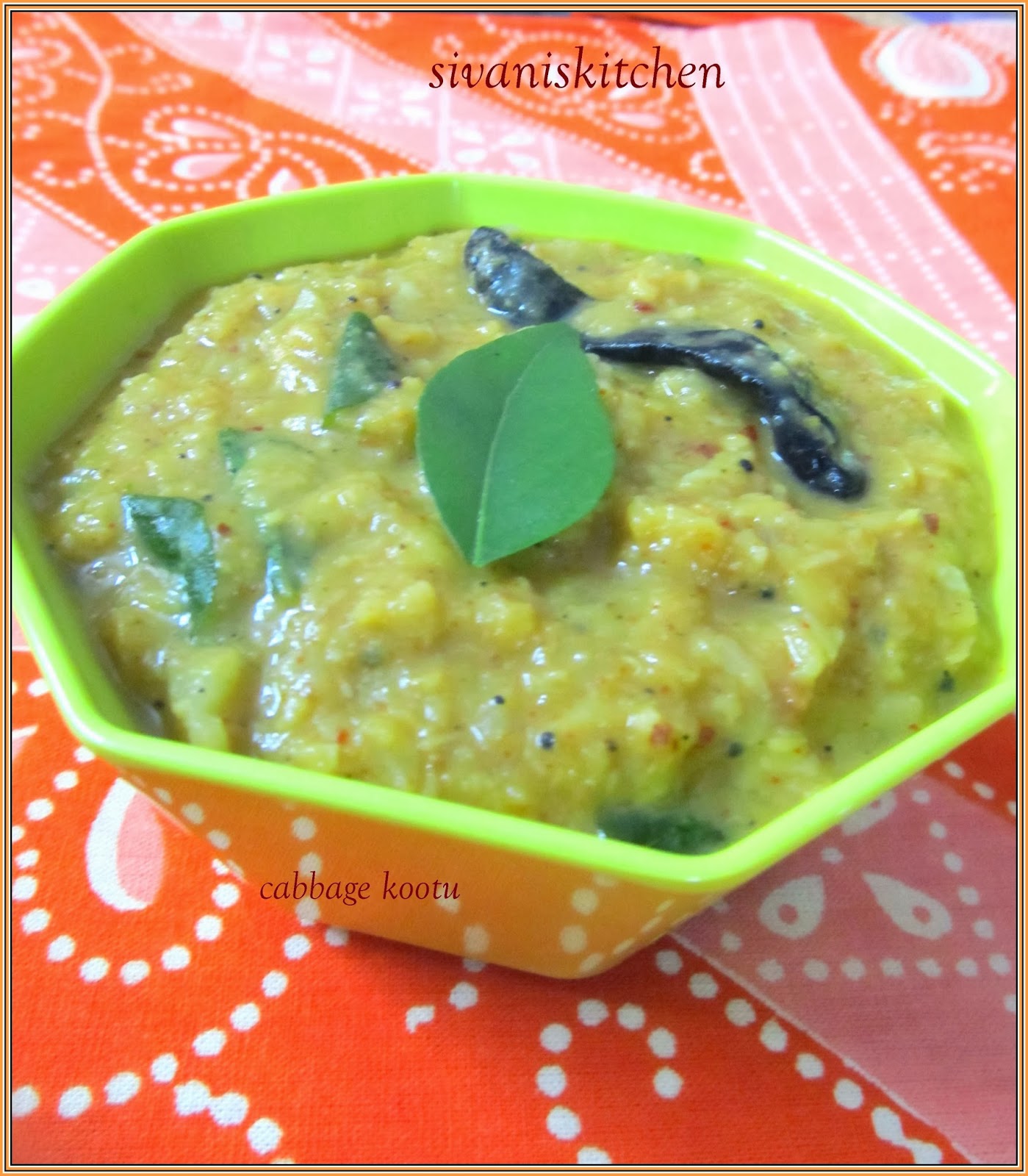 Sivani's Kitchen Cabbage Kootu