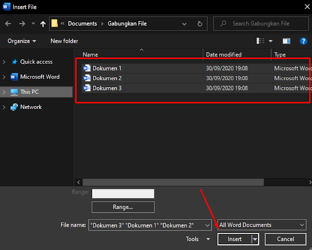 Menggabungkan banyak dokumen di microsoft word terbaru