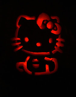 Hello Kitty carved jack o'lantern pumpkin