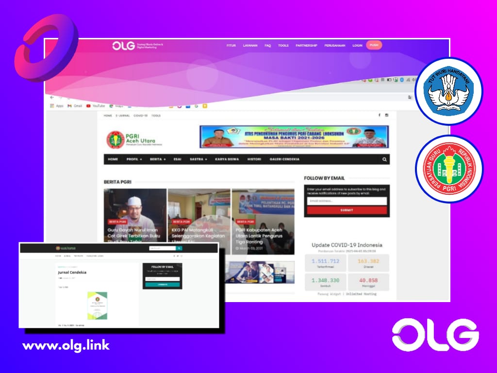 PGRI Aceh Utara menerima Website dan Aplikasi Gratis dari OLG Indonesia
