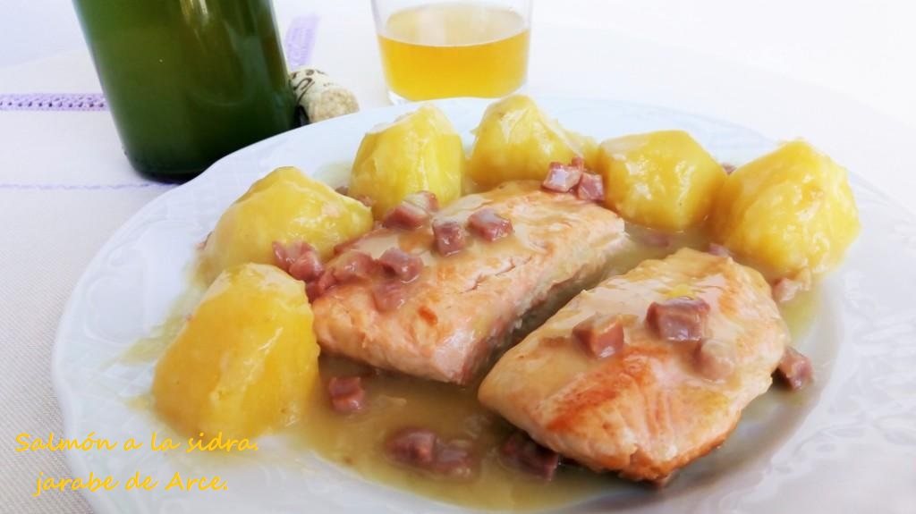 ¿Cocinamos o qué? Salmón a la sidra, con jamón.