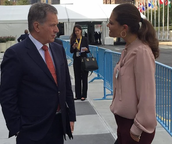 Crown Princess Victoria wore By Malene Birger Aurelisa Trousers, & Other Stories Scuba Leather Clutch, RIZZO Azelia Suede Pumps