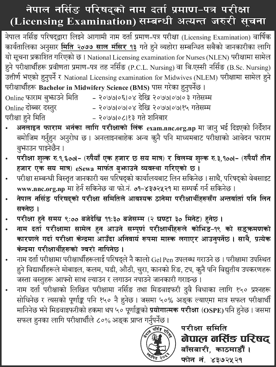 Nepal Nursing Council Licensing Examination