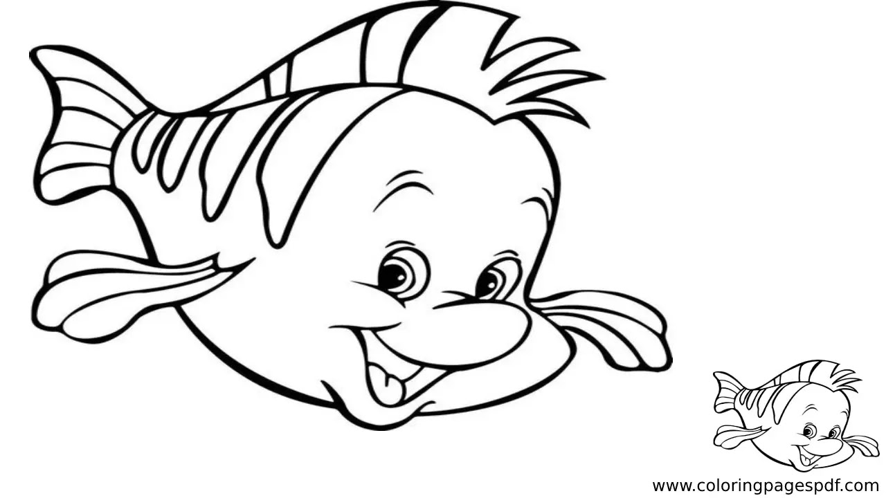 Coloring Page Of A Small Fish From The Little Mermaid