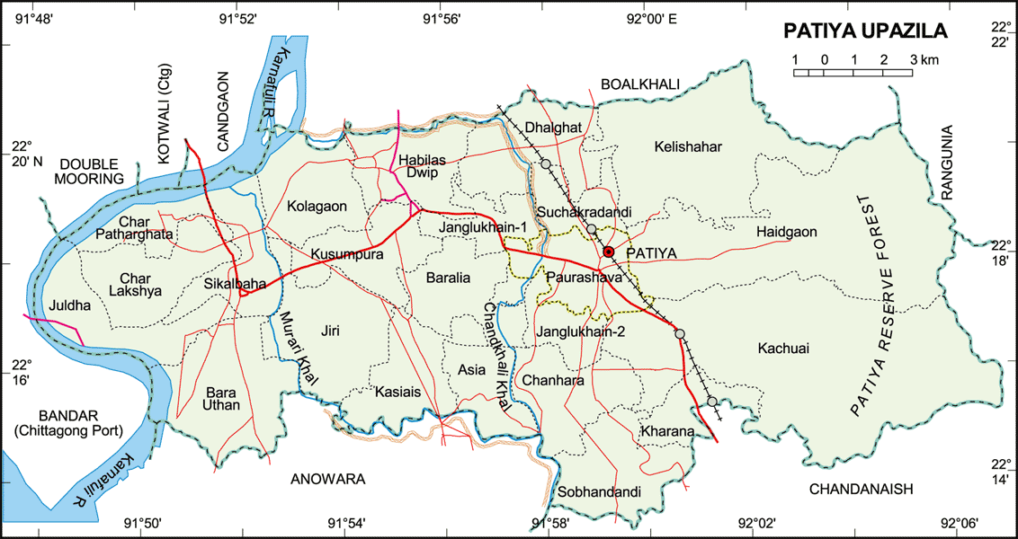 Patiya Upazila Map Chittagong District Bangladesh