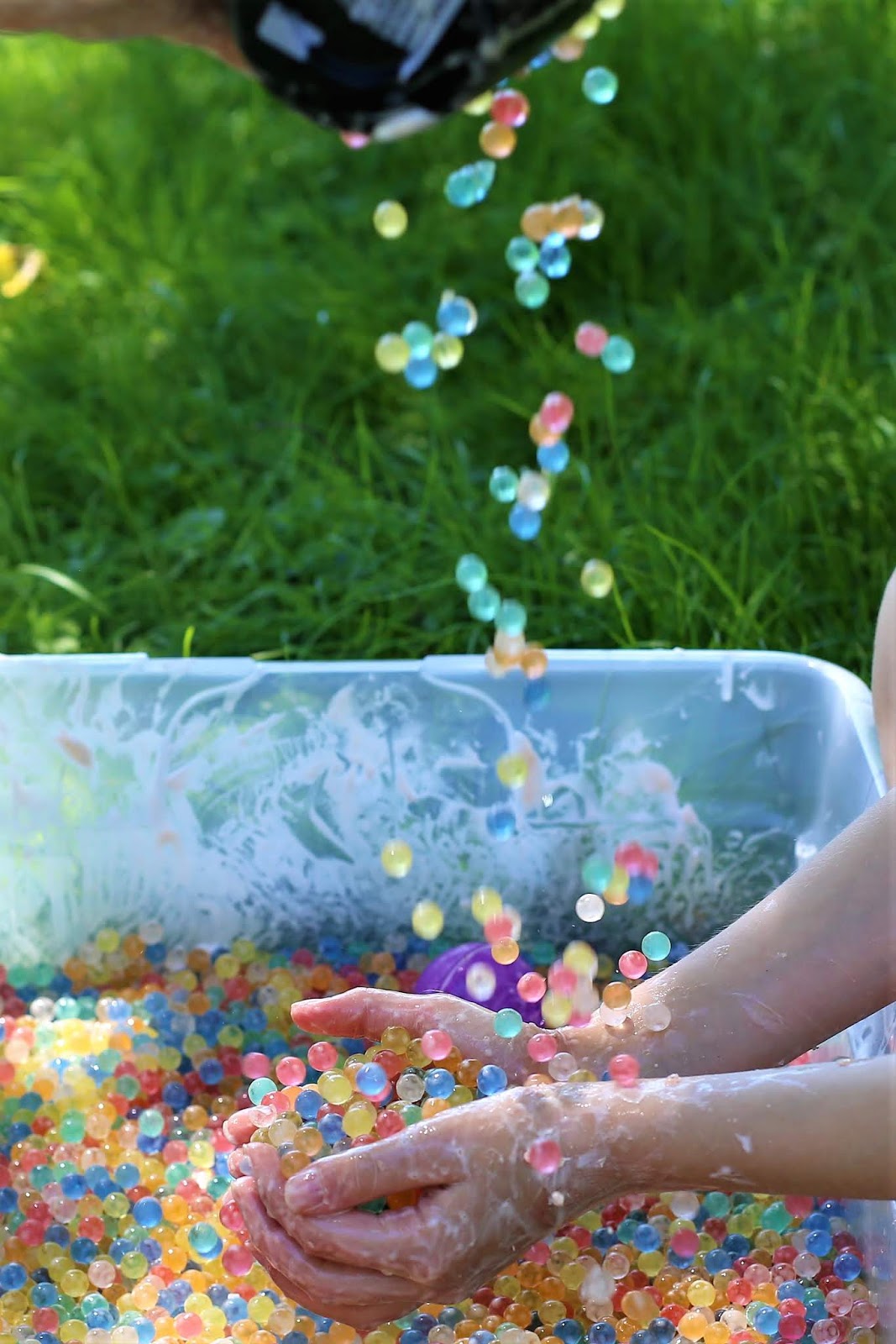 Our Five Ring Circus Water Beads & Soap Foam Sensory Bin A Sensory
