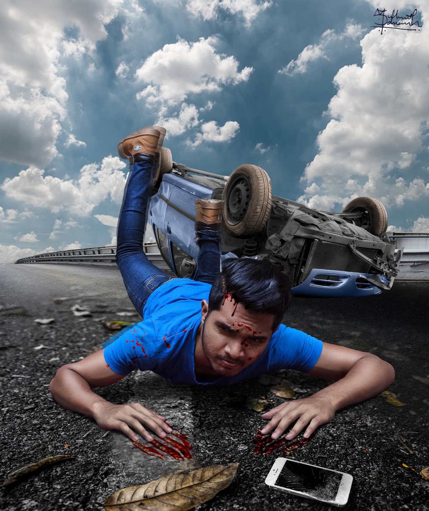 Car Crash Realistic Accident Photo Manipulation
