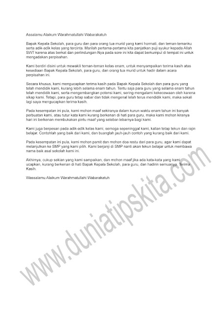 Contoh Pidato Perpisahan Kelas 6