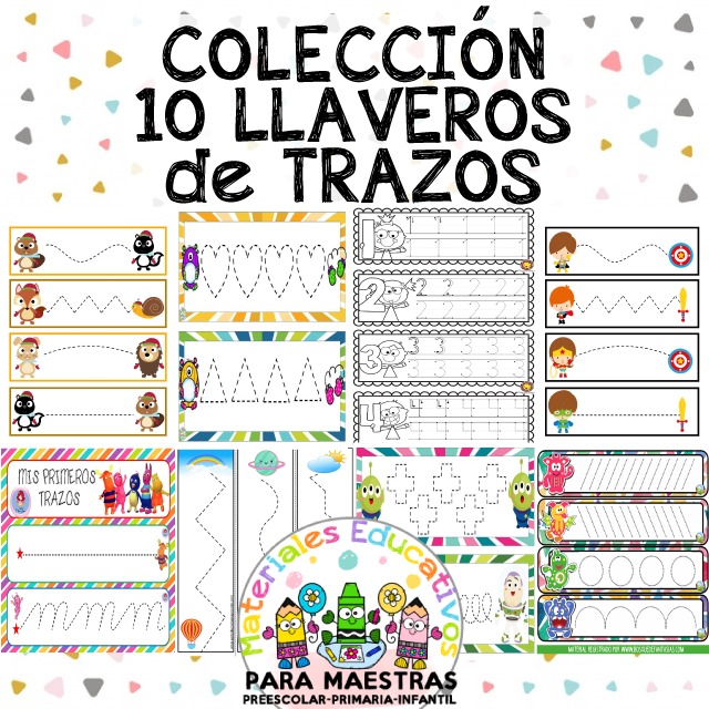 Coleccion 10 Llaveros De Trazos Y Grafomotricidad Materiales Educativos Para Maestras