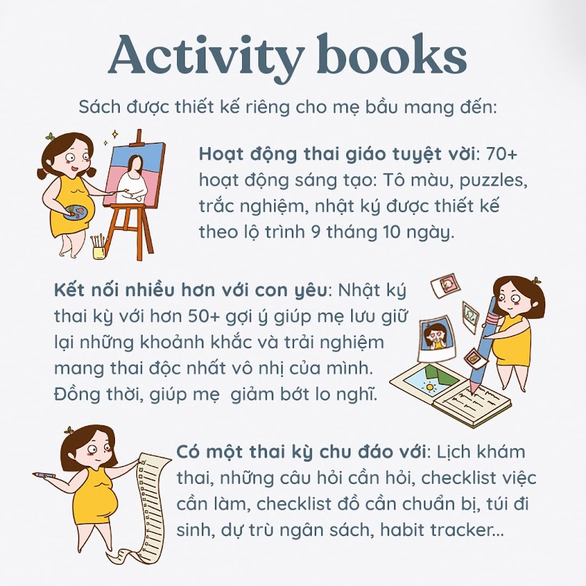 [A116] Điểm danh 2 cuốn Activity book giúp Mẹ Bầu "đánh bay" stress