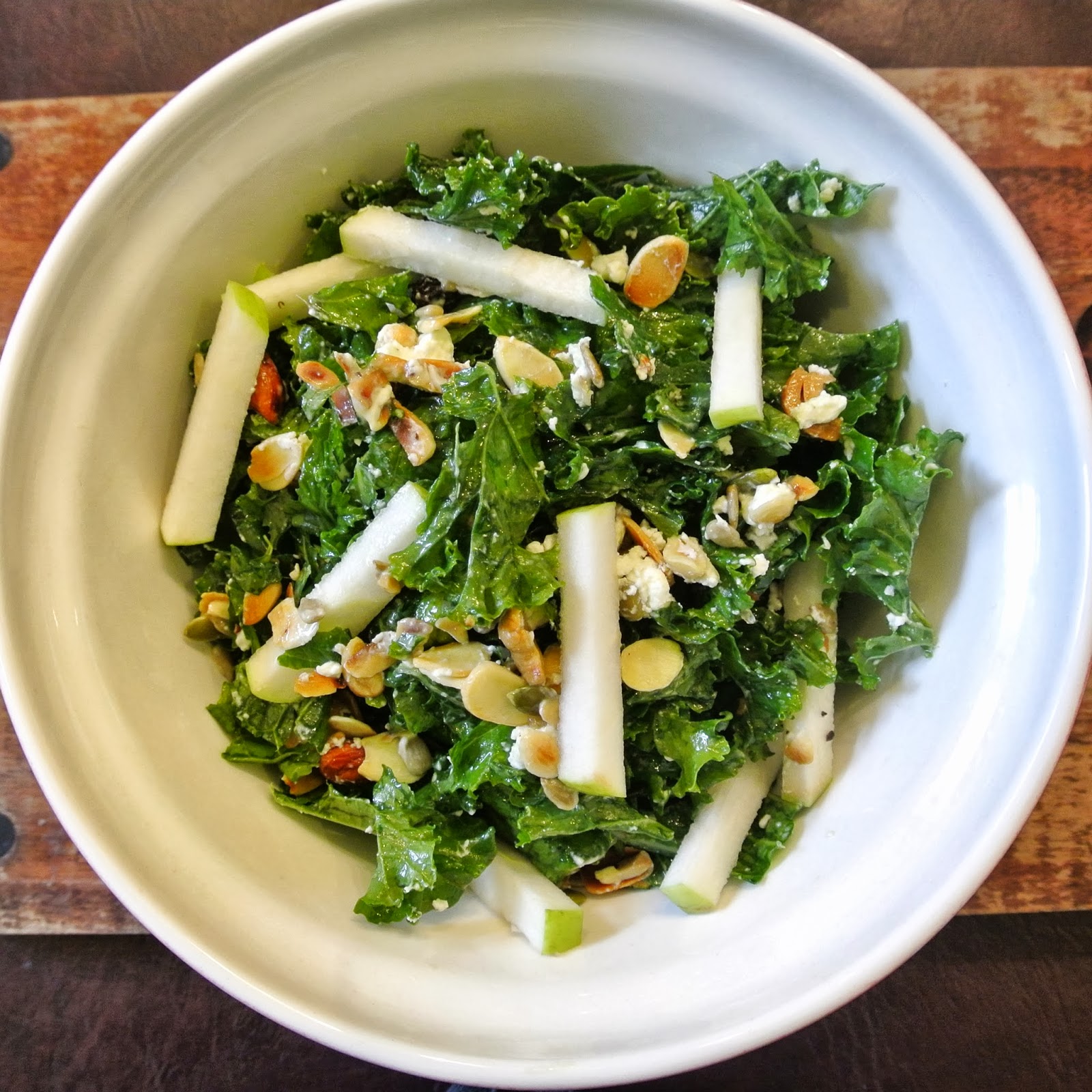 Ginger Rose Kale & Apple Salad With Nuts & Goat Cheese
