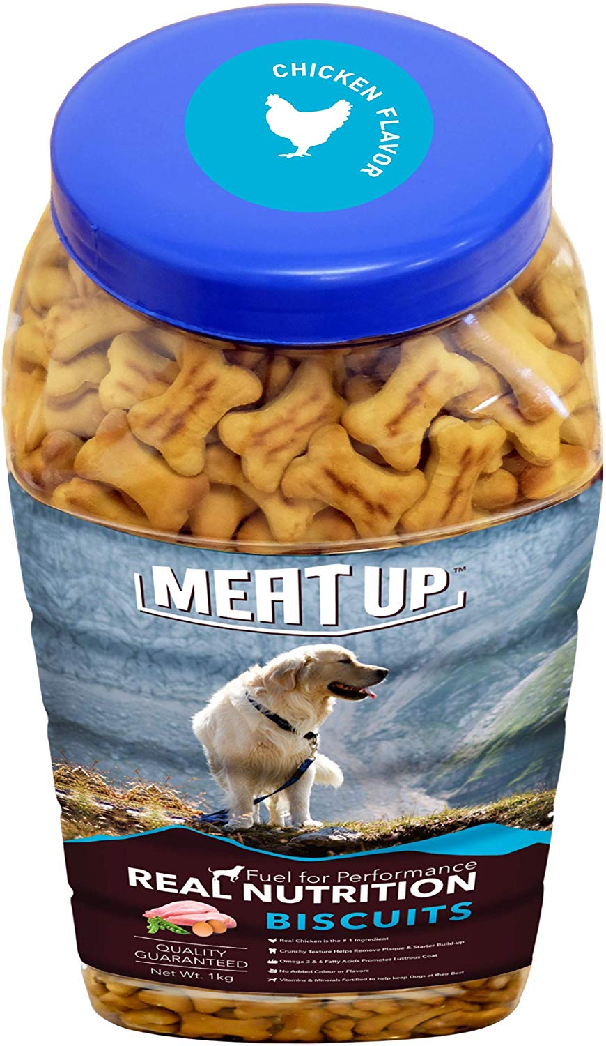 Meat Up Chicken Flavour , Real Chicken Biscuit, Dog Treats 500g Jar