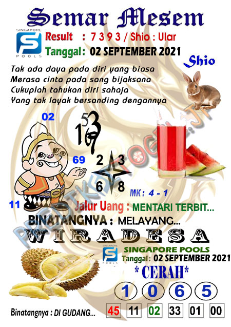 Syair Semar Mesem SGP Kamis 02-Sept-2021