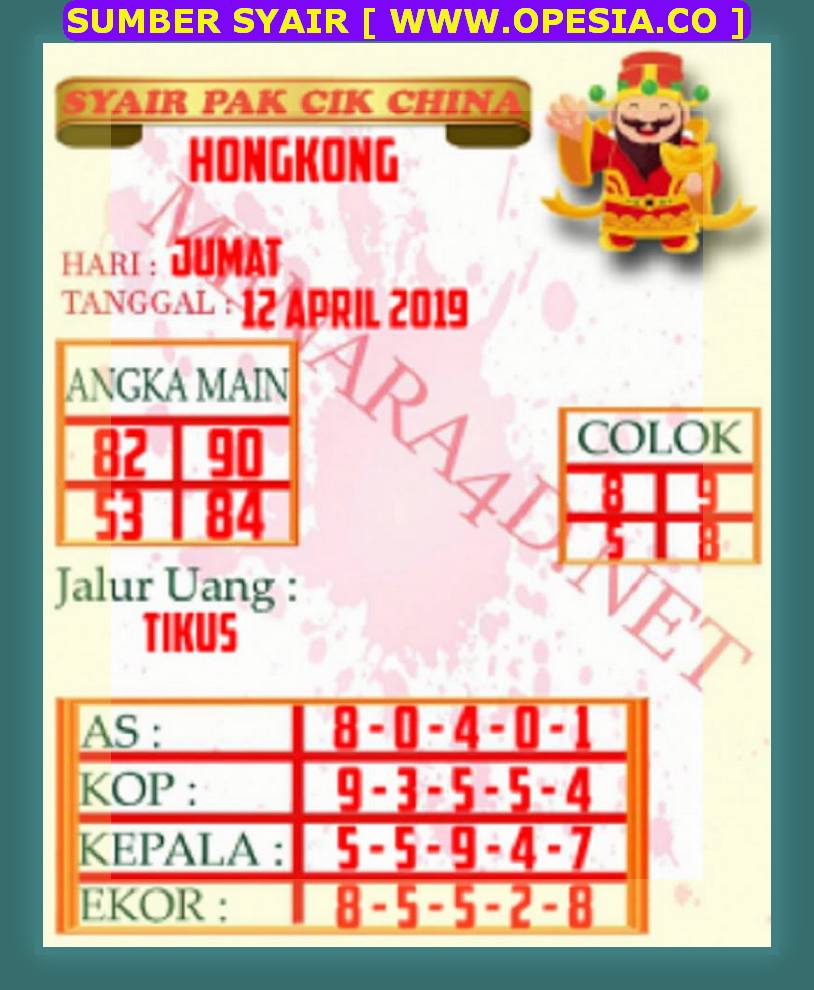 Kode syair hk Jumat 12 April 2019 GOsyair SEDIA KODE