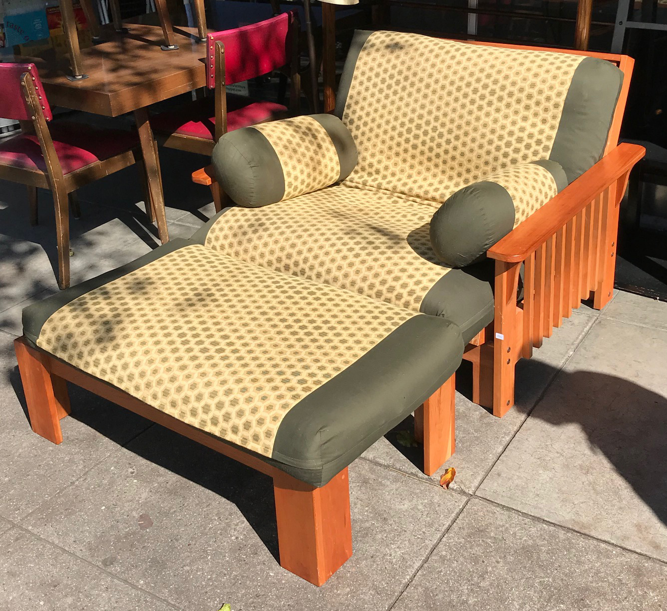 UHURU FURNITURE & COLLECTIBLES SOLD 25732 Mission Cherry 46” Wide Futon Chair with Ottoman