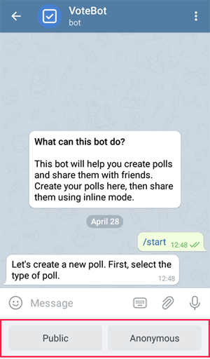 public dan anonymous poll bot vote telegram