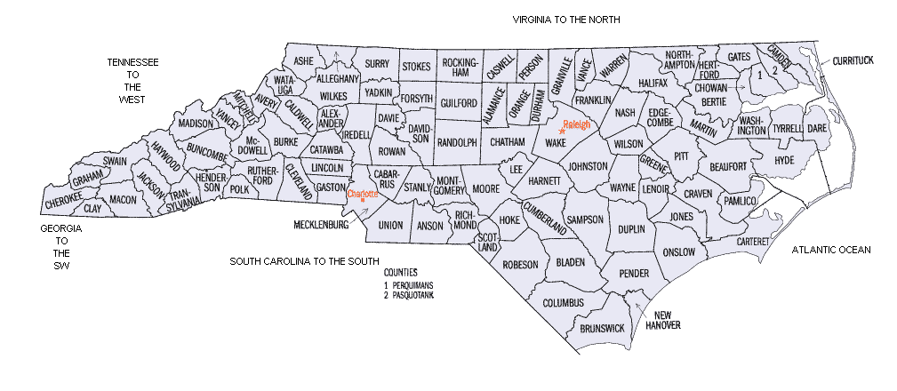 North Carolina County Map Region | County Map Regional City