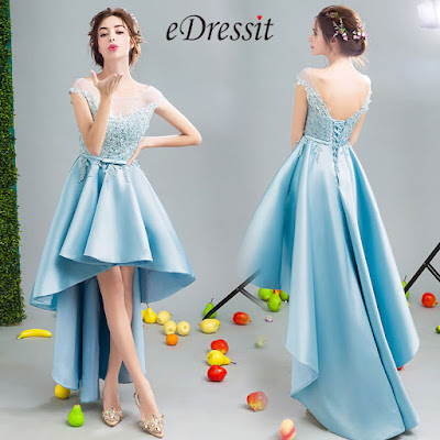 Blue Sexy Embroidery Elegant Party Evening Dress