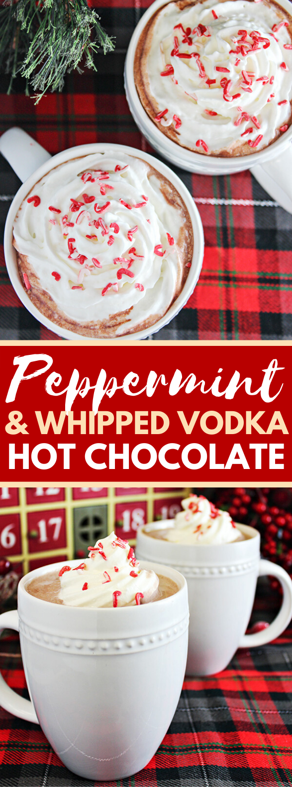 Peppermint & Whipped Vodka Hot Chocolate Recipe #drinks #cocktails