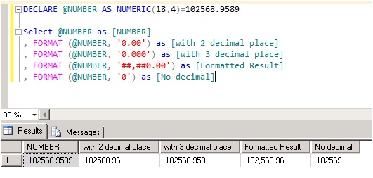 Microsoft Business Intelligence: Format Function Sql Server