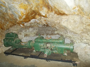Pump inside the Gold mine tunnel shaft.