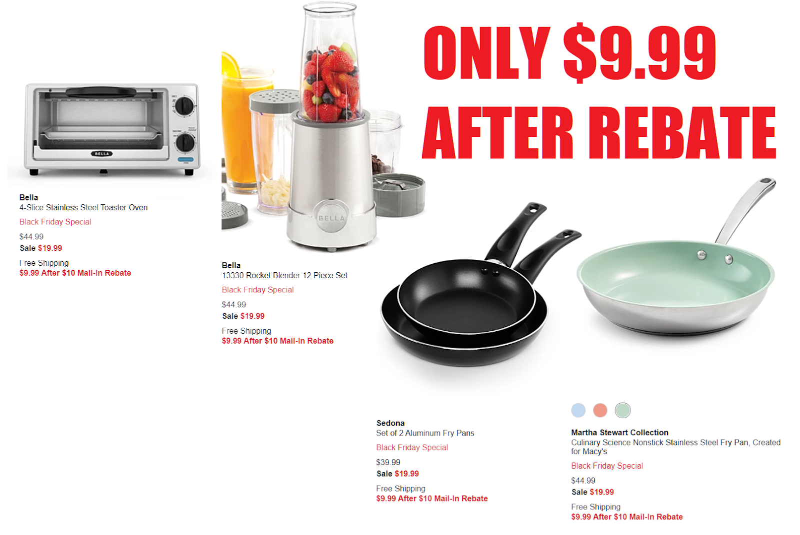 Kitchen Appliances Or Pans Only 999 After 10 Mail In Rebate