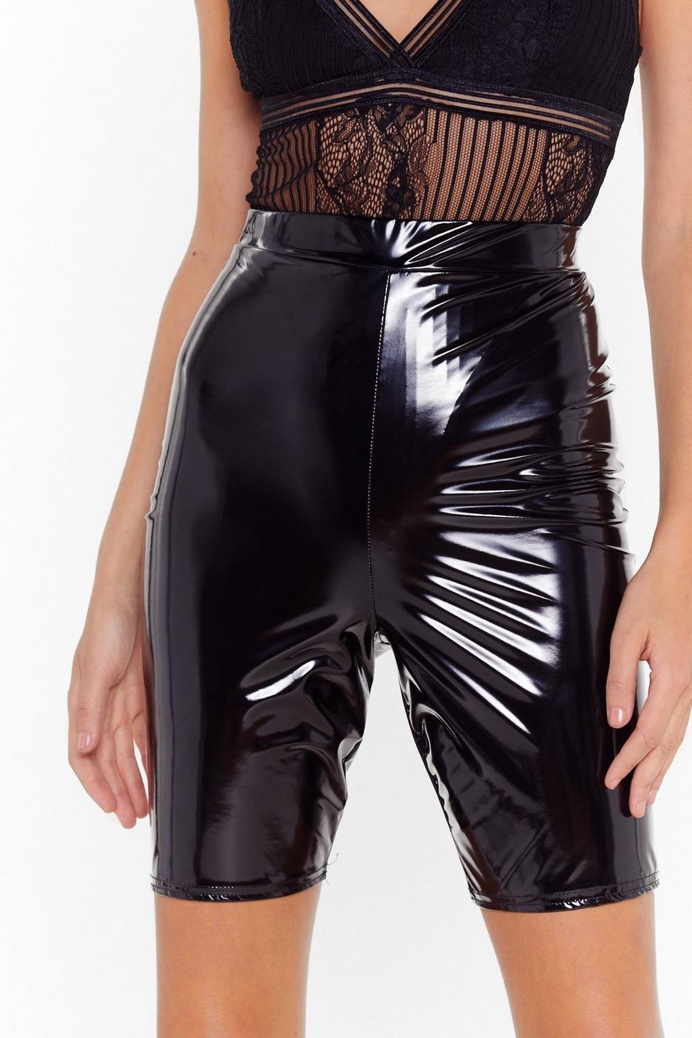 vinyl high waisted shorts