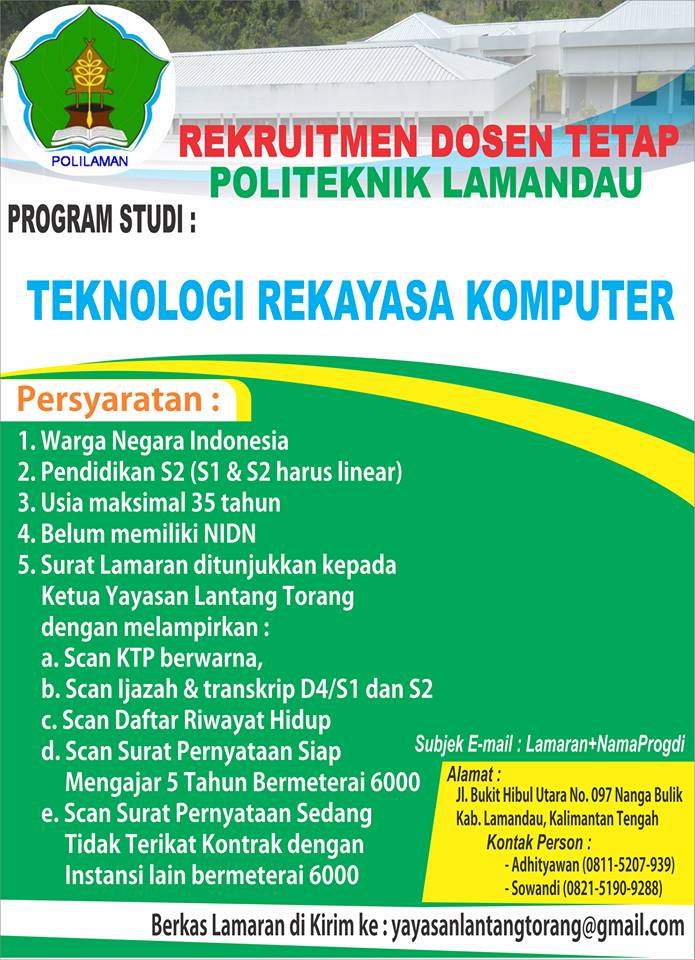 Lowongan Dosen Politeknik Lamandau - Materi Pendidikan 