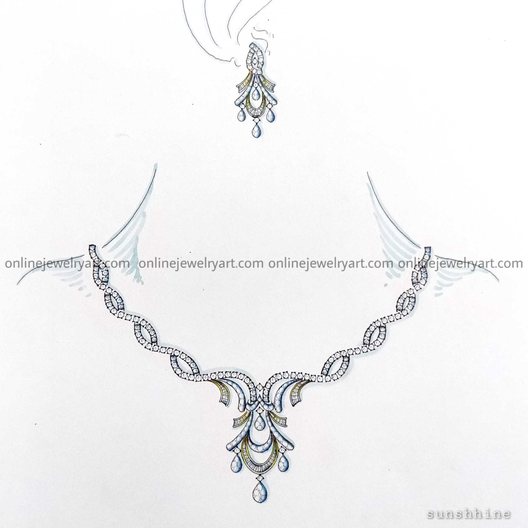 Details more than 73 diamond necklace sketch best in.eteachers
