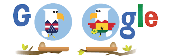 Googleロゴ、今日17日は全世界で「アメリカ – ガーナ戦」仕様に。試合終了と同時にアメリカの勝利を伝えるロゴに変更 | LIFE