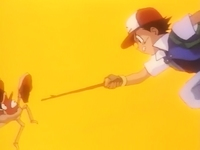 Ash atrapando a un Krabby