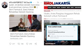 Twit Anies Pangkas Dana Rehab Sekolah demi Formula E, #ErnestPrakasaNyebarHoax Trending Twit Anies Pangkas Dana Rehab Sekolah demi Formula E, #ErnestPrakasaNyebarHoax Trending