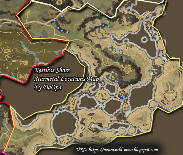 New World Restless Shore starmetal map