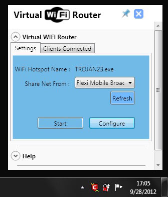Virtual wifi router