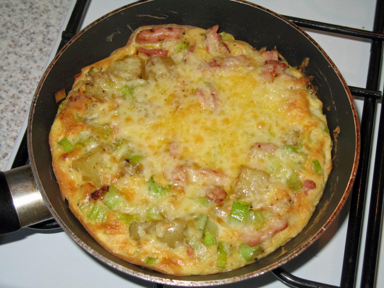 The Happy Housewife Bacon, Leek, Potato and Cheese Omelette