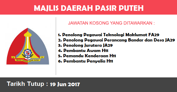 Jawatan Kosong di Majlis Daerah Pasir Puteh Jawatan Kosong di Majlis Daerah Pasir Puteh