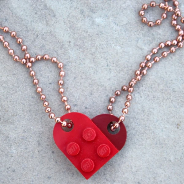 Lego best friends forever necklace, perfect for your bff. Handmade gift using Lego Pieces.