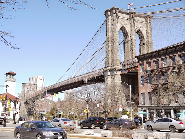 Close up view Brooklyn Bridge 