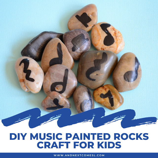 Teach music theory with these DIY music painted rocks craft for kids