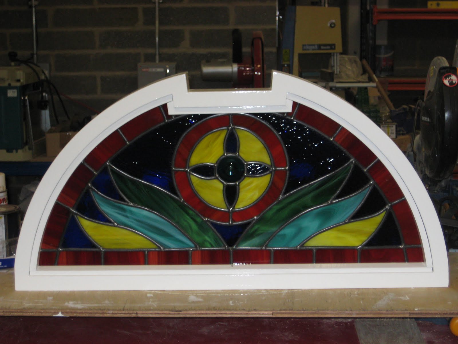 Self build diary stained glass and frame.
