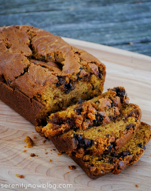 Chocolate and Butterscotch Chip Pumpkin Bread, from Serenity Now