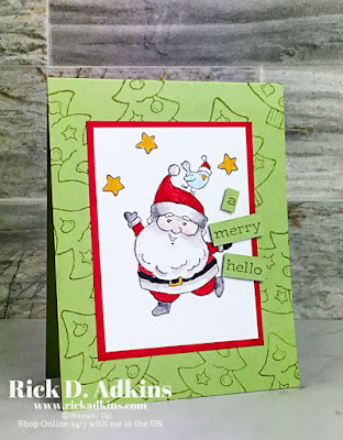 A simple Merry Hello card using the Be Jolly Stamp Set along with some simple Stampin' Blends Coloring for this weeks Simple Sunday