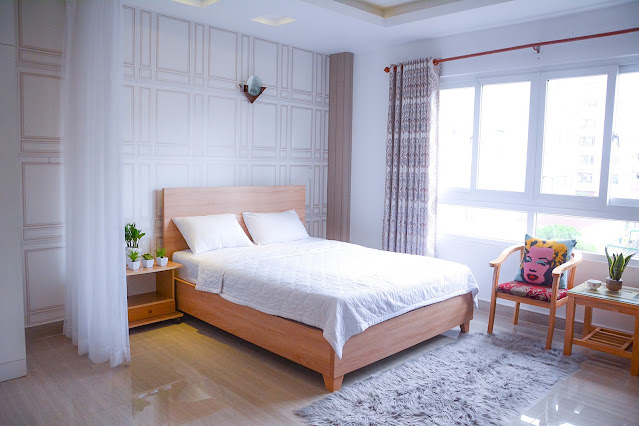 Giường ngủ căn hộ dịch vụ Paragon 178/33B Nguyễn Văn Thương Bình Thạnh