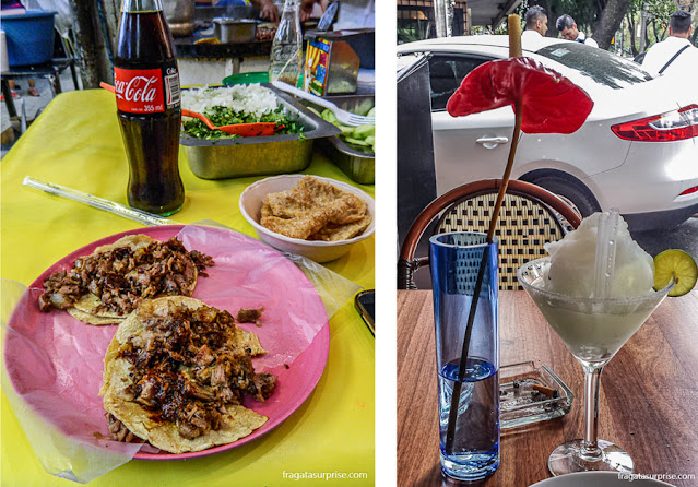 Carnitas, prato popular típico do México, e margarita, drinque típico