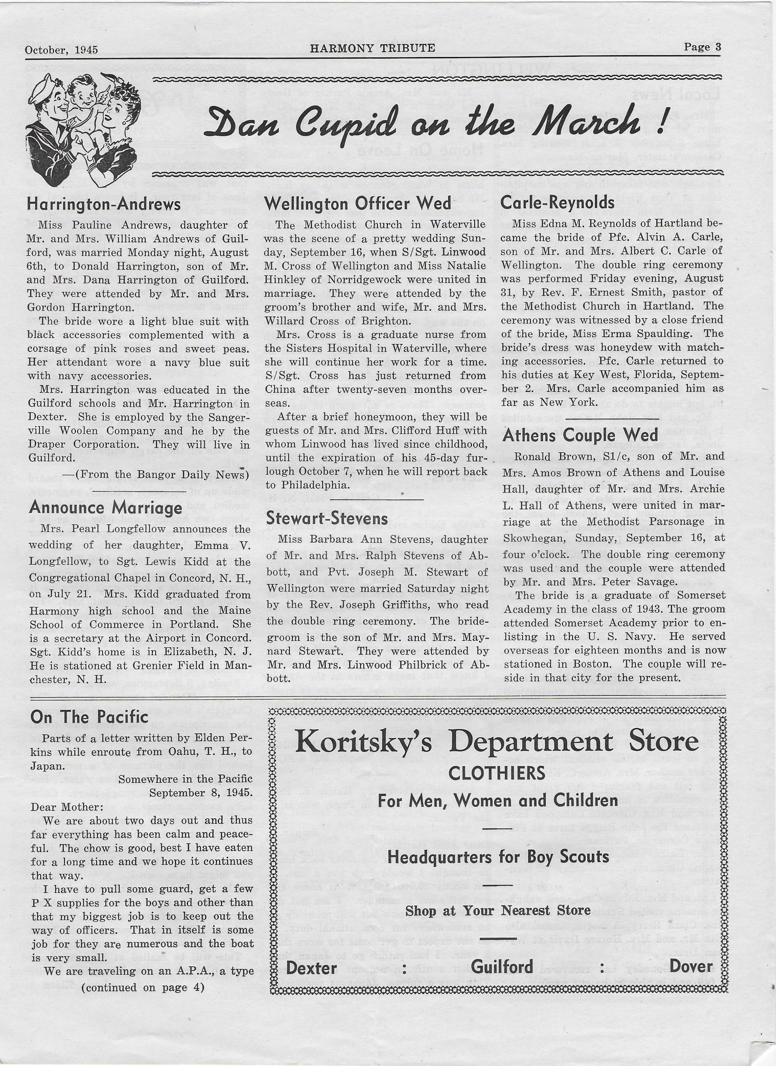 Heirlooms Reunited October 1945 Issue of the Harmony Tribute of