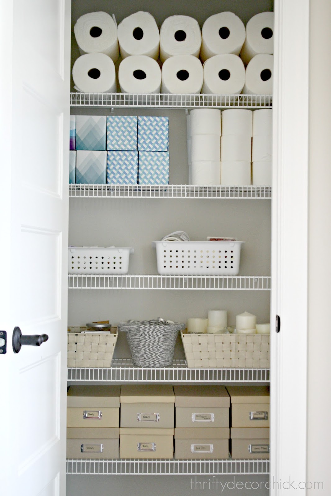 Organized storage closet