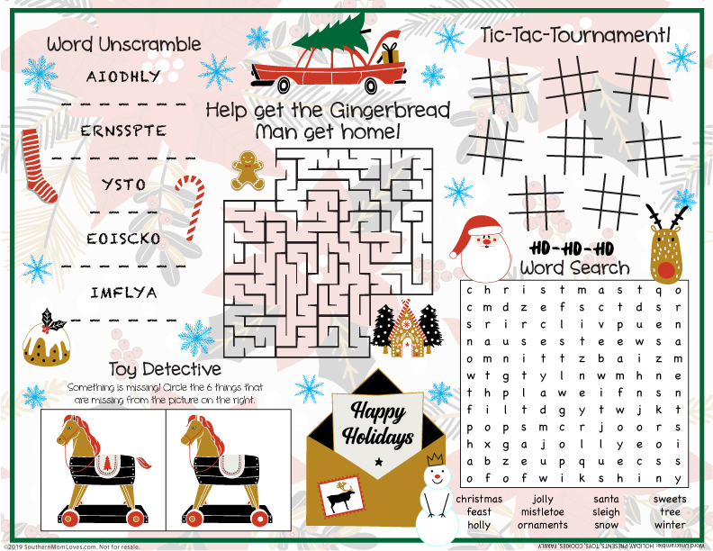 Southern Mom Loves: Christmas Games Placemat for Your Kids' Table {Free ...