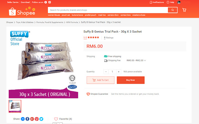 Set Percubaan Susu Suffy bGenius Kini Boleh Didapati Di Shopee